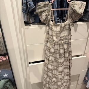 Black and White Puff Sleeve Sundress with Square Neck